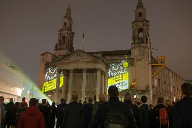 A live projection is unveiled at Leeds Civic Hall in Leeds last night.