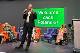 Zack Polanski speaks at the Wakefield District Green Party's local elections launch at the Wakefield WX. 