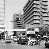 Looking north along Park Row from City Square. The 1967 Norwich Union building is partially seen on the left.