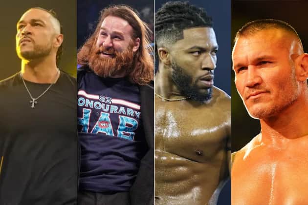 [L-R] Damian Priest, Sami Zayn, Trick Williams and Randy Orton will all vie for a chance to challenge Drew McIntyre for the Undisputed WWE Championship at this evening's Saturday Night's Main Event.