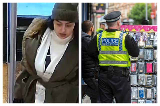 Klaudie Stojcova, aged 27, is wanted for offences of theft from person and fraud by false representation in Leeds city centre.