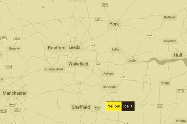 A Met Office yellow ice warning will be in place for Leeds from 00:00 to 10:00 on Wednesday January 28.