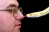 Pets at Home store at Colton Retail Centre held at Reptile weekend in June 1997 with the help of Protreus Reptiles Rescue Services. Pictured is herpetologist Peter Heathcote face to face with a 6ft Golden Python.