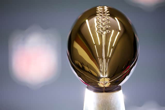 The  Vince Lombardi Trophy during Super Bowl LX Opening Night