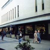  Littlewoods department store on Kirkgate. The store was opened in 1952, rebuilt in 1970 and closed in 1997. On the left of the picture is the junction with Central Road, with Dewhurst Butchers on the corner.