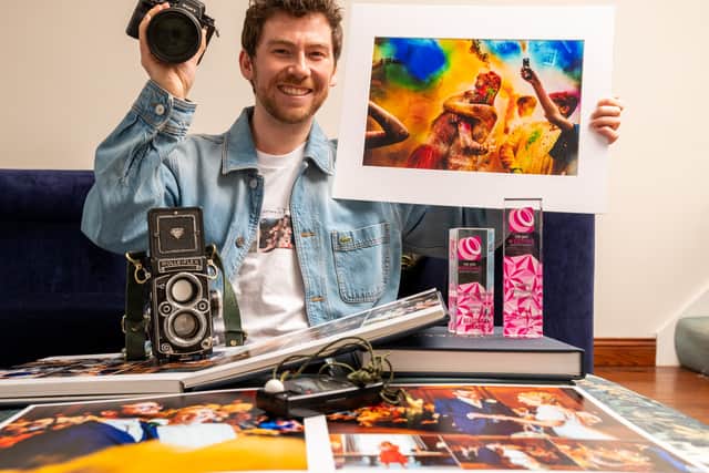 His portfolio of photography focuses on vibrant colour, fun, and emotional connection between couples.
