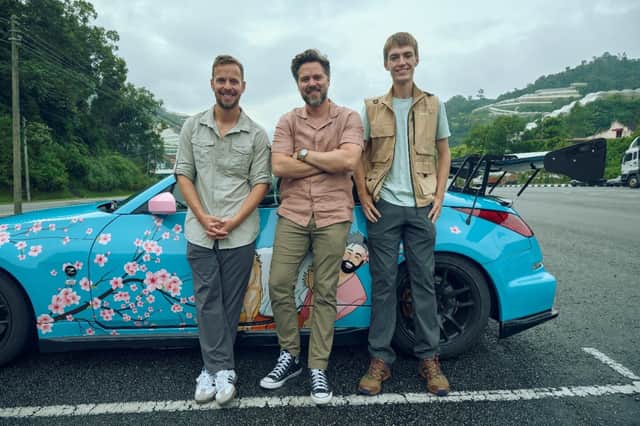 New hosts of The Grand Tour: Francis Bourgeois (R), alongside James Engelsman and Thomas Holland