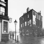 This view from November 1937 looks towards junction with Wade Lane from Rockingham Street. The Rockingham Arms Public House can be seen on the left, with the licensees name displayed as Thomas Edgar Thompson.
