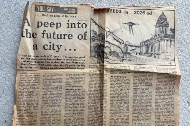 The look into the future was provided via a newspaper cutting headlined  ‘A peep into the future of a city’.