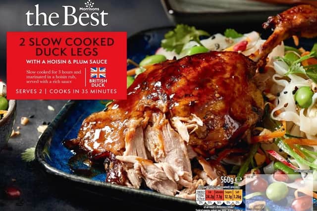 Slow-cooked duck legs are among the main-meal options