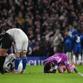 Whites defender Bornauw was spotted with ice around his ankle after being substituted ten minutes into the second half of Tuesday night’s clash at Stamford Bridge, having earlier collided with Karl Darlow for Chelsea’s opener, above. Farke, though, has said that Bornauw only suffered a bruise and that both he and Darlow should be available.