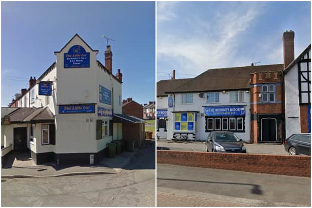 Police have called for premises licence reviews of the Little Un (left) and the Whinney Moor (right) pubs