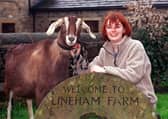 Lineham Farm appeals officer Lisa Barnes pictured with Rochelle the goat in April 2000.