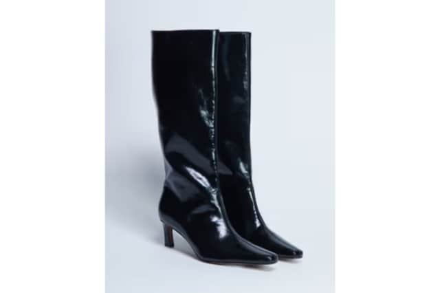 Topshop Tanya point toe knee high boot in black