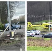 An air ambulance landed in a field by Leeds Ring Road following the crash in Moortown.