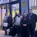 Bereaved Leeds families with MP Richard Burgon following their meeting with the Health Secretary Wes Streeting.