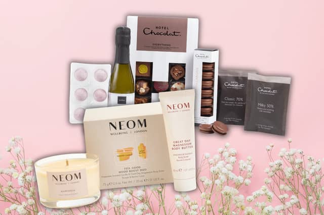 Big-brand indulgence for less – Hotel Chocolat fizz and truffles paired with NEOM’s mood-boosting candle and body butter make elegant yet affordable Mother’s Day treats