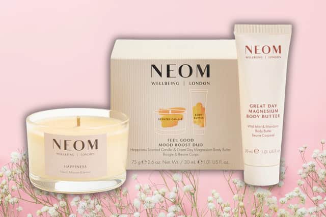 NEOM’s Feel Good Mood Boost Duo combines a Happiness candle with magnesium body butter for a calming, spa-style Mother’s Day gift at an affordable price