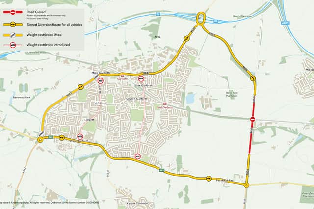 All traffic will be diverted via the A63 and A642 along a clearly signposted diversionary route.