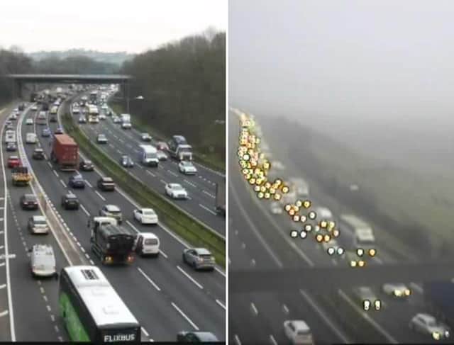 Traffic on the M62 on Tuesday, February 25