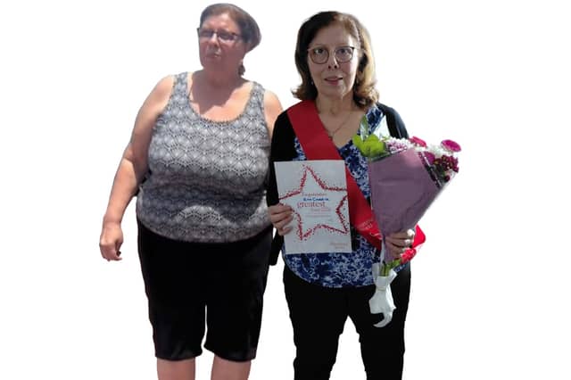 BEFORE AND AFTER: Rita at the start of her 5½ stone weight loss and now named Slimming World’s Greatest Loser 2026 - pain-free and no longer needing knee replacement surgery.