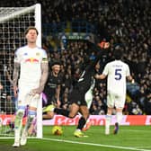 BREAKTHROUGH: As Antoine Semenyo fires Manchester City ahead against Leeds United.