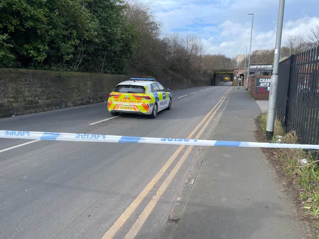 Police at the scene in Copley Hill, Leeds