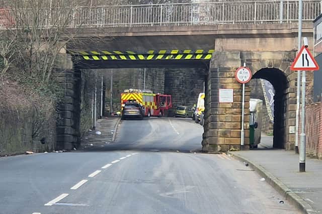 Firefighters at the scene on Copley Hill, Leeds