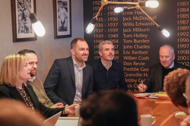 Leeds United joined other businesses, investors and political leaders in reaffirming their support for a mass transit system.