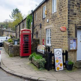 The Post Office and village store in Esholt  in West Yorkshire made famous as the original village used for the TV soap Emmerdale near Leeds and Bradford.