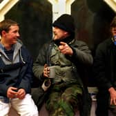 Homeless men enjoy a  coffee and a chat together at St George's Crypt in January 1997.