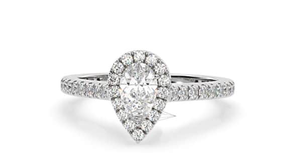 Diana GIA Diamond Pear Halo Engagement Ring, as seen on Netflix's Love is Blind.