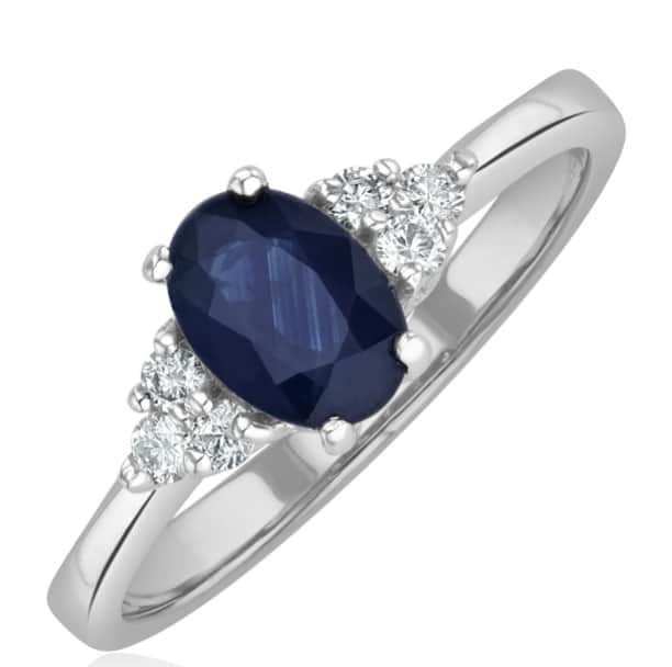 Sapphire 1.00ct And Diamond 18K White Gold Ring, as seen on Netflix's Love is Blind.