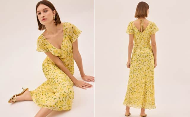 Kitri Floral V-Neck Midi Tea Dress.