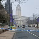 Police at the scene on A660 Blenheim Terrace
