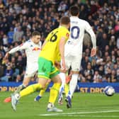 SUPERB: Leeds United's Gabi Gudmundsson, pictured firing the Whites 2-0 up against Norwich City.