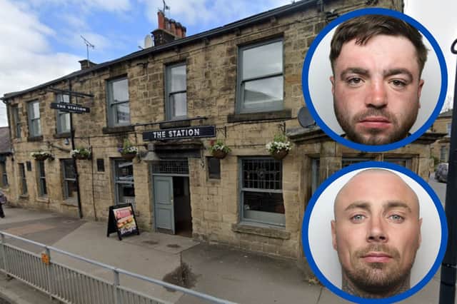 Aldridge (top inset) and McGhie (bottom inset) started a brawl in the Station pub in Guiseley.