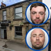 Aldridge (top inset) and McGhie (bottom inset) started a brawl in the Station pub in Guiseley.
