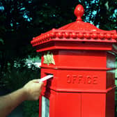 The oldest listed building in the country - the post box on  Denton Road pictured in July 1999.
