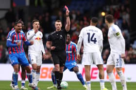 Crystal Palace defender Jaydee Canvot can be seen celebrating Gabriel Gudmundsson's red card.