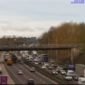 Traffic on the eastbound side of M62 on March 17