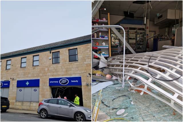 There is extensive damage to the Boots pharmacy in Wetherby