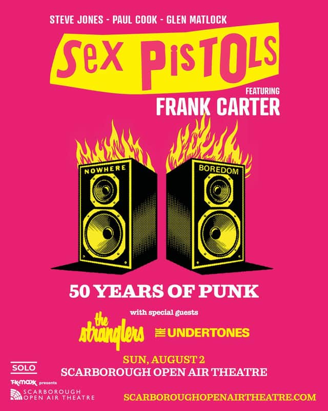 Sex Pistols, The Stranglers and The Undertones to celebrated 50 years of punk rock at Scarborough Open Air Theatre on Sunday, August 2, 2026.