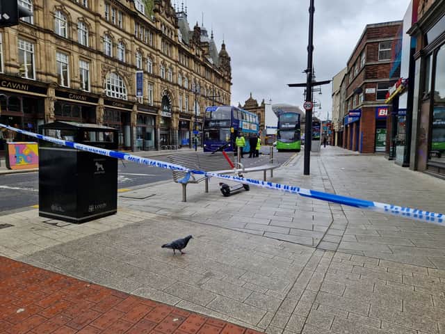 Police cordon at Vicar Lane, Leeds