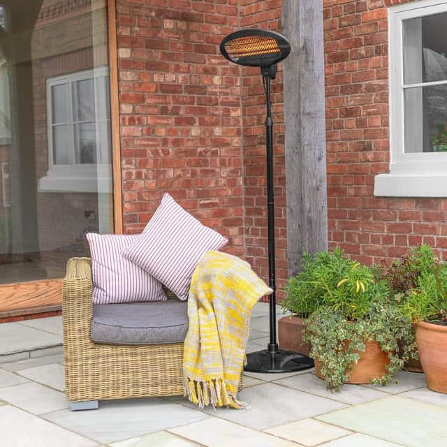 The freestanding Harrier patio heater is designed to warm patios and seating areas – but waiting for a price drop could save you money