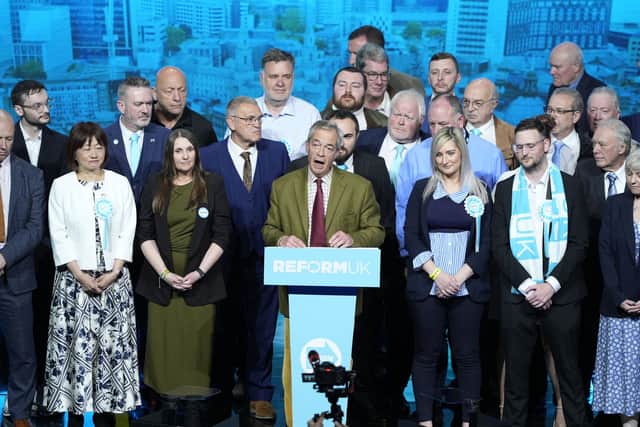 Local candidates joined Farage on stage during the rally