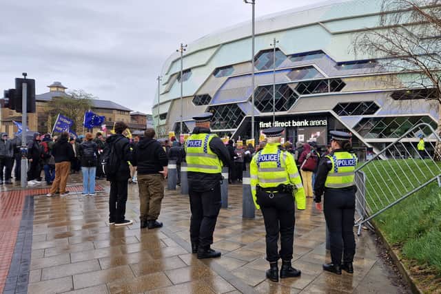 A counter demonstration was organised by Leeds Stand Up To Racism