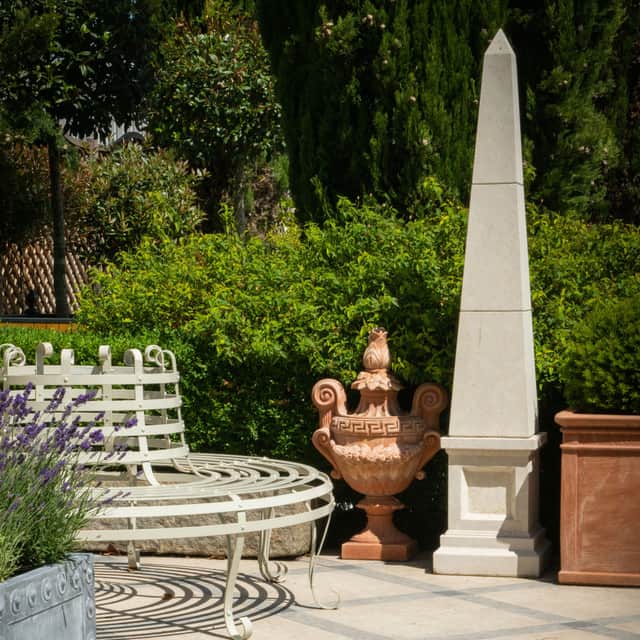 Timeless stone obelisks, elegant planters, seating and luxury garden furniture at Ornamenti by Lapicida