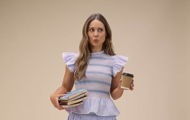 Louise Thompson Pure Cotton Striped Shirred Peplum Top