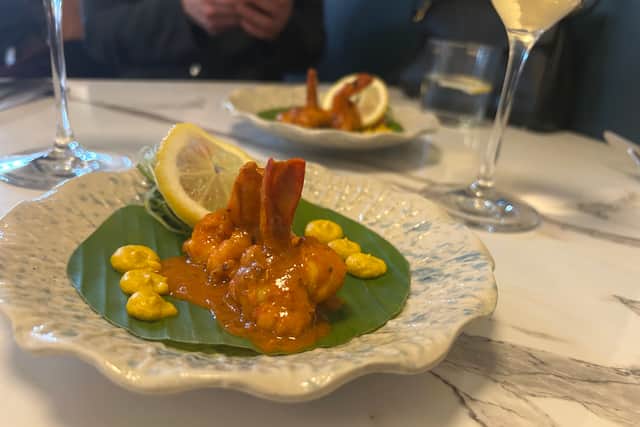 The fifth course, paal konju, showcased Kerala’s love of seafood